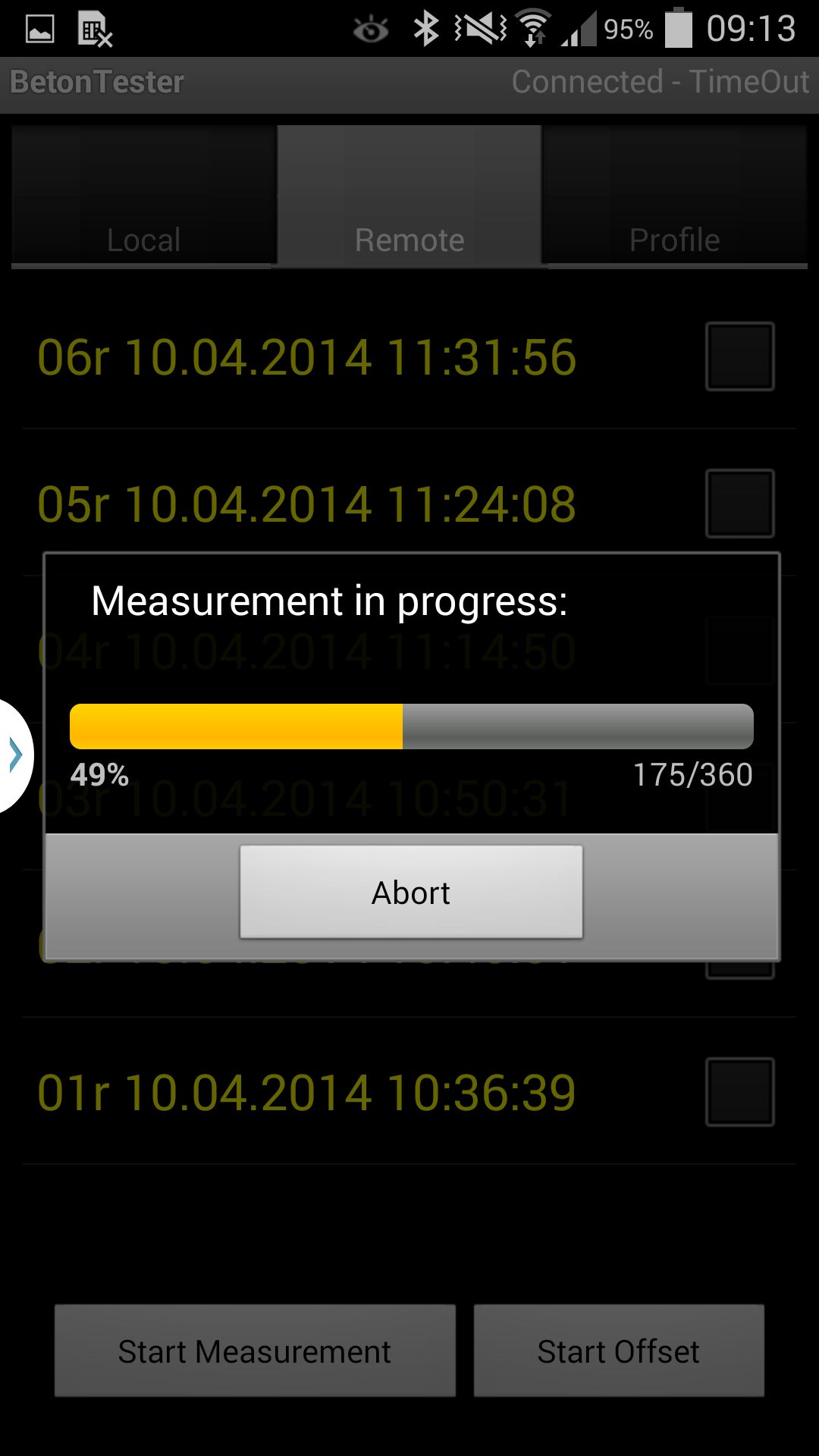 Measurement progress bar